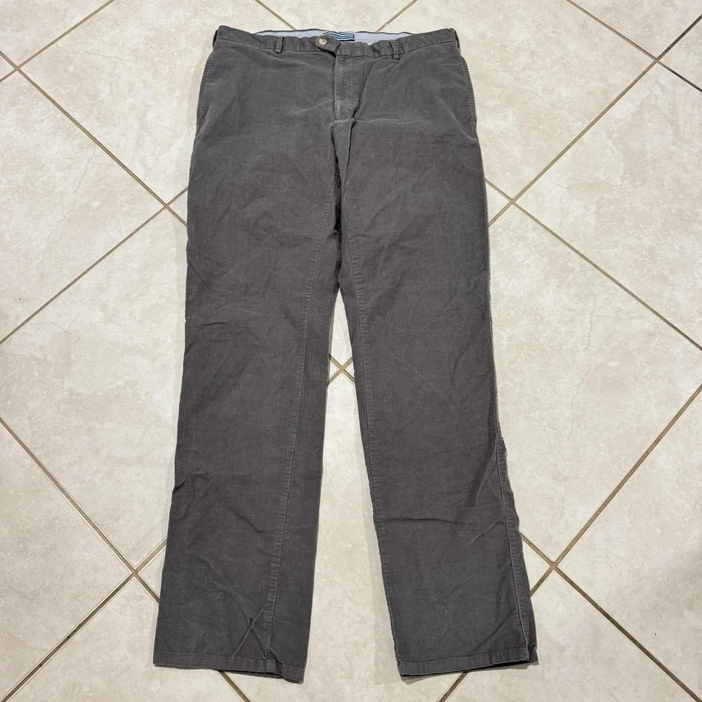 Peter Millar Pants Mens 38x35 Gray Corduroy Stretch Chino Pima Cotton Flat Front